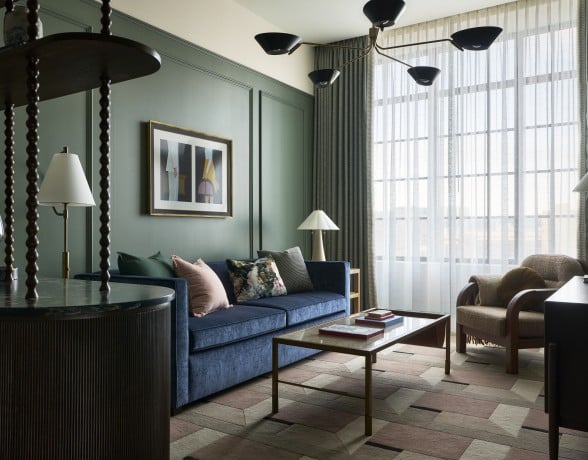 Gertrude Seating Area - Curtains Closed